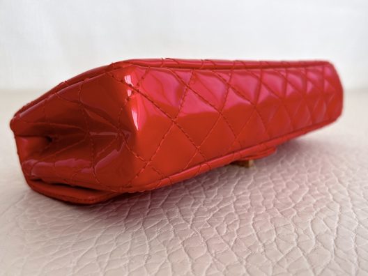 CHANEL "2.55 Long" red patent leather bag