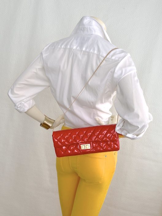 CHANEL "2.55 Long" red patent leather bag