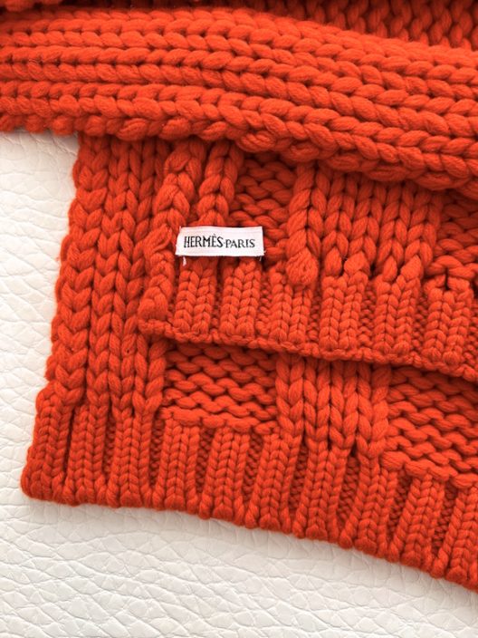 Hermès oversized orange cashmere scarf