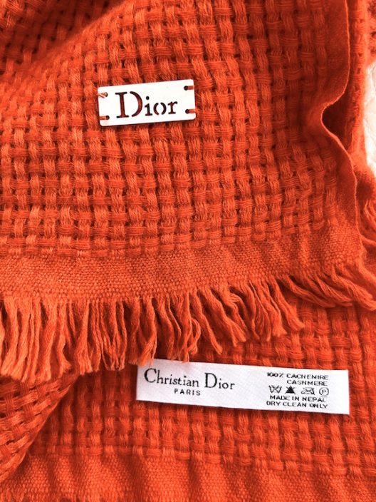 Dior oversized orange cashmere scarf