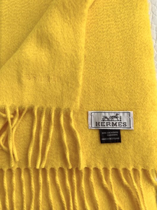 Hermès yellowcashmere scarf