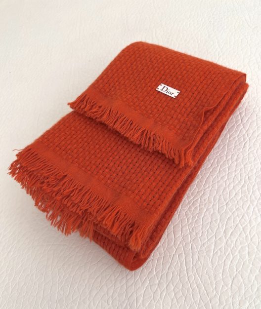 Dior oversized orange cashmere scarf