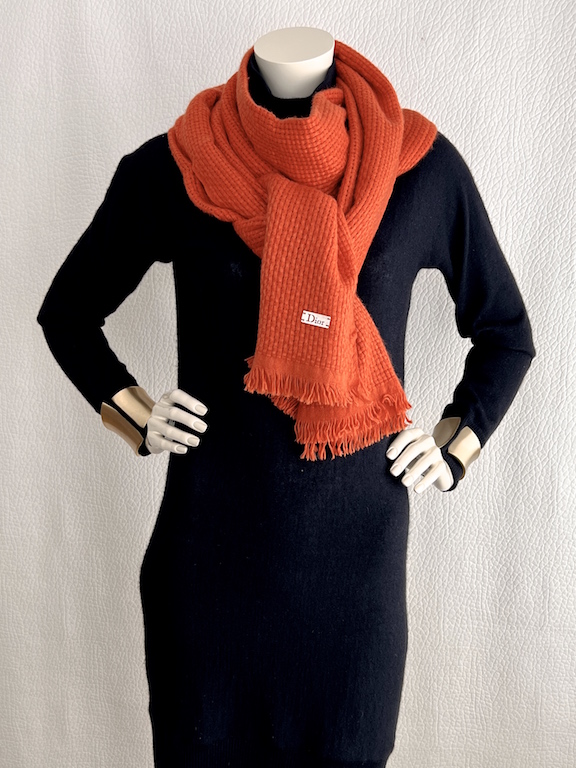 Dior genderless oversized orange cashmere scarf