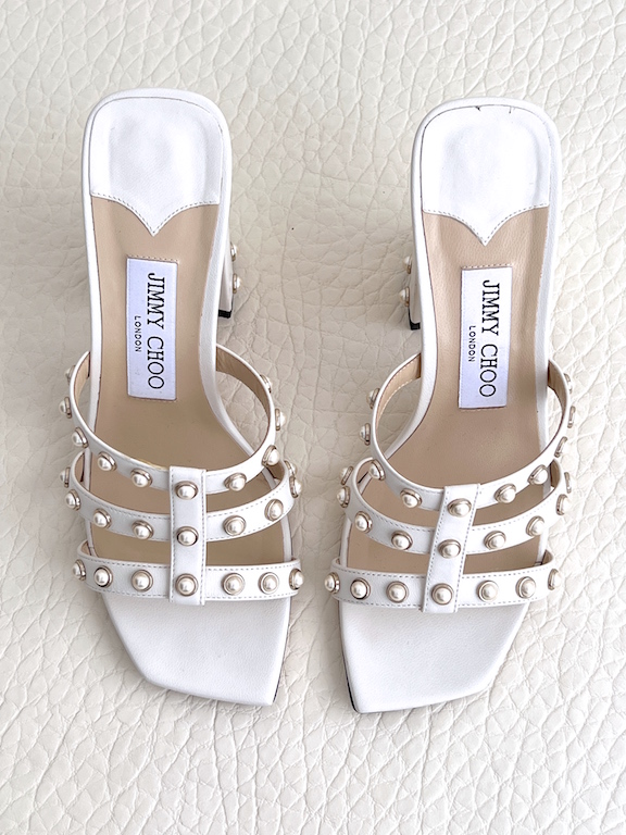 Jimmy Choo Mules heels, embellished with pearls