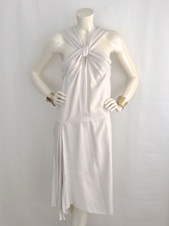Prada off-white silk halterneck dress