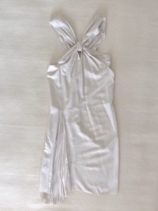 Prada off-white silk halterneck dress