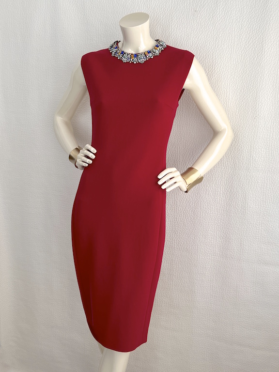 Lanvin red wool knit dress