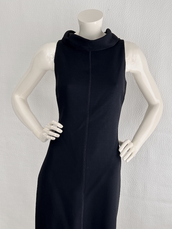 Prada black virgin wool knit dress