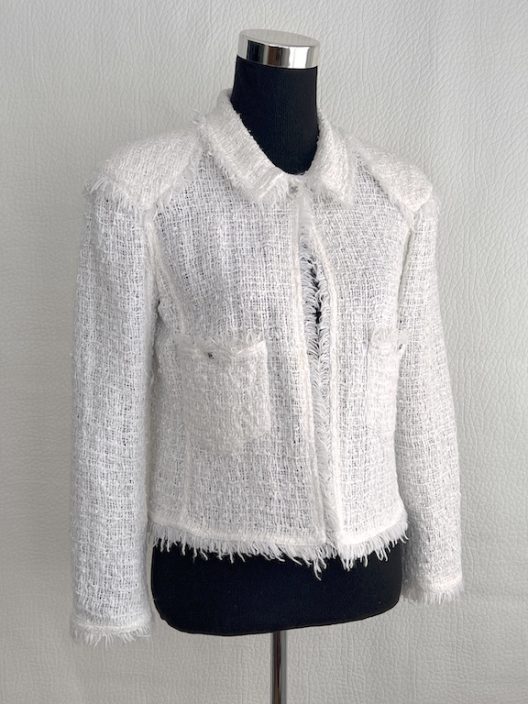 RARE VTG Chanel white tweed jacket "CC" logo buttons
