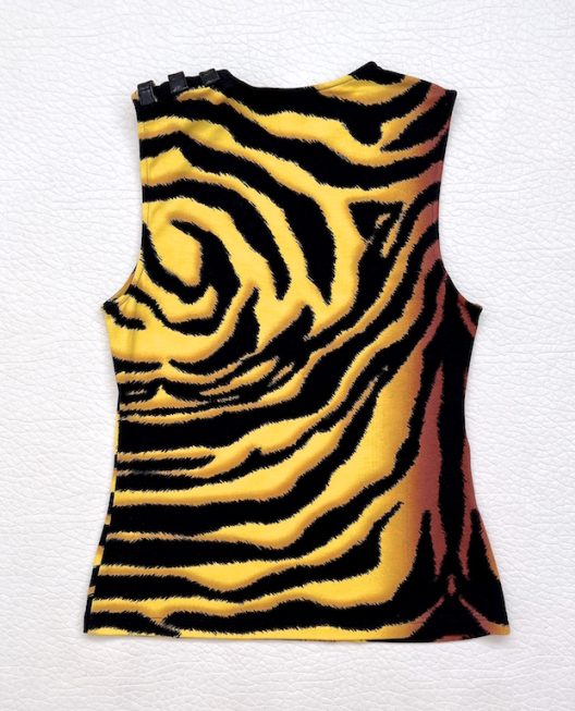 Versace animal print top with leather straps
