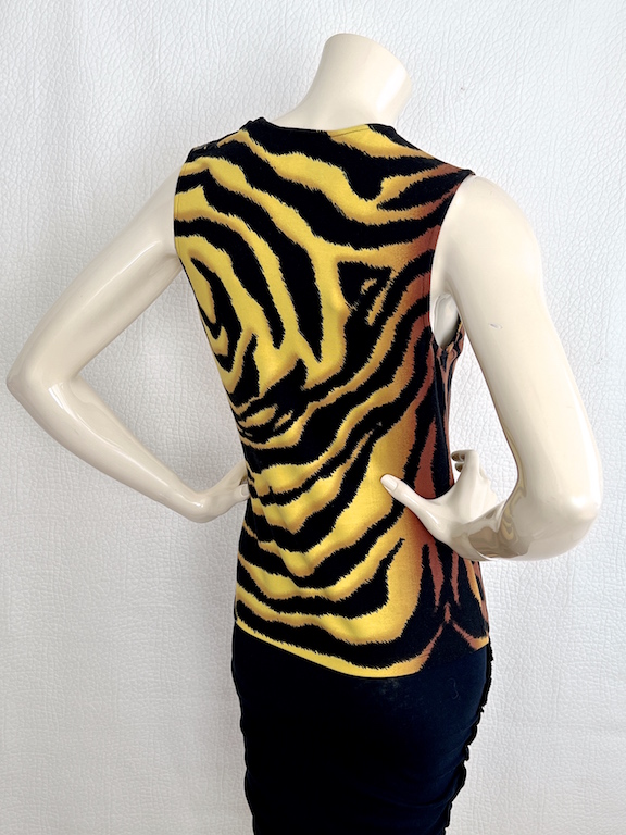 Versace animal print top with leather straps