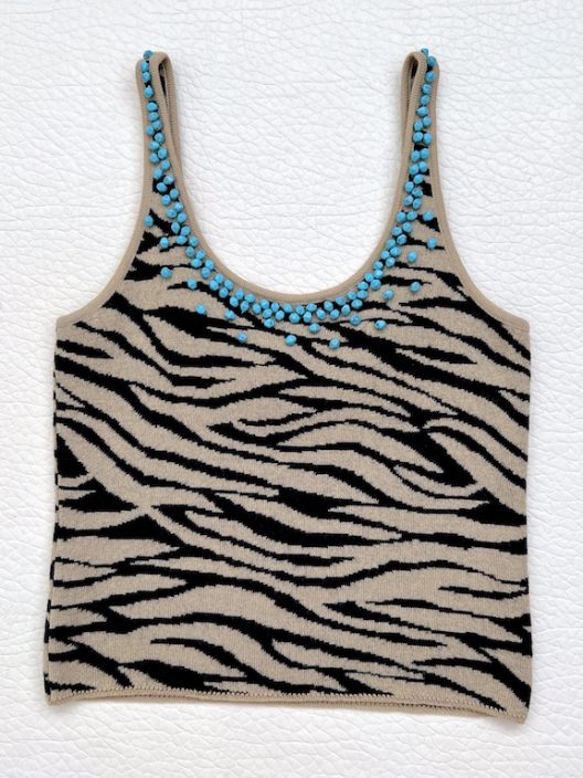 VTG Gianni Versace Animal print knit top, embellished with rhinestones