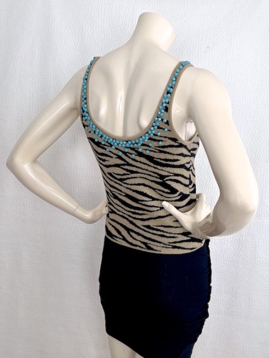 VTG Gianni Versace Animal print knit top, embellished with rhinestones