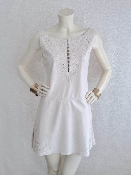 Hermes embroidered leather mini dress