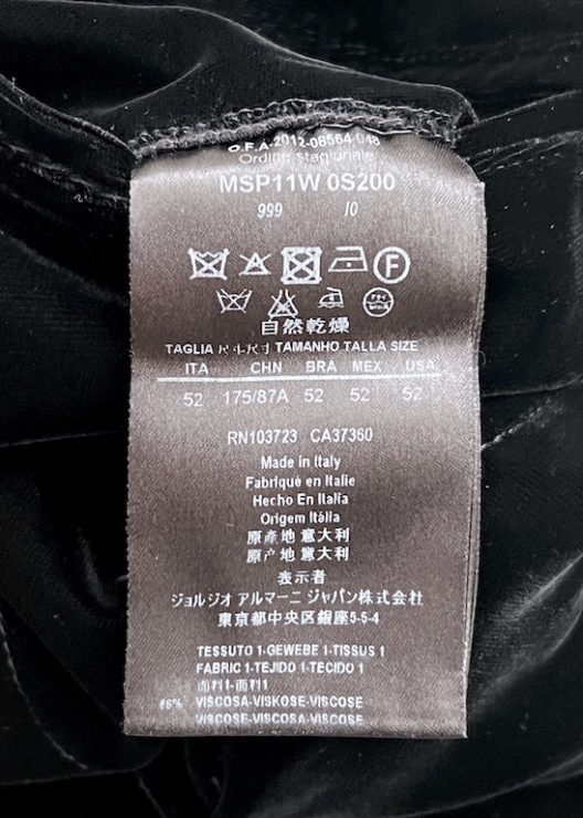 Giorgio Armani black velvet jogger dress pants