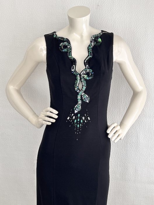 Roberto Cavalli little black dress embellished with rhinestones