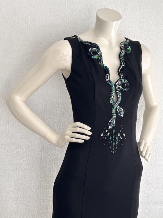 Roberto Cavalli little black dress embellished with rhinestones
