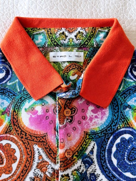 ETRO printed pique cotton polo shirt