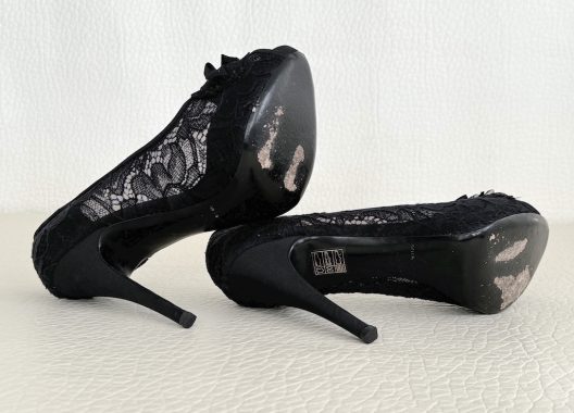 Dolce & Gabbana Black Lace Peep Toe Heels