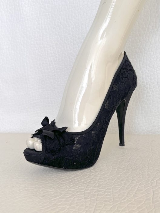 Dolce & Gabbana Black Lace Peep Toe Heels