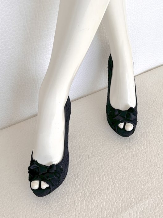 Dolce & Gabbana Black Lace Peep Toe Heels