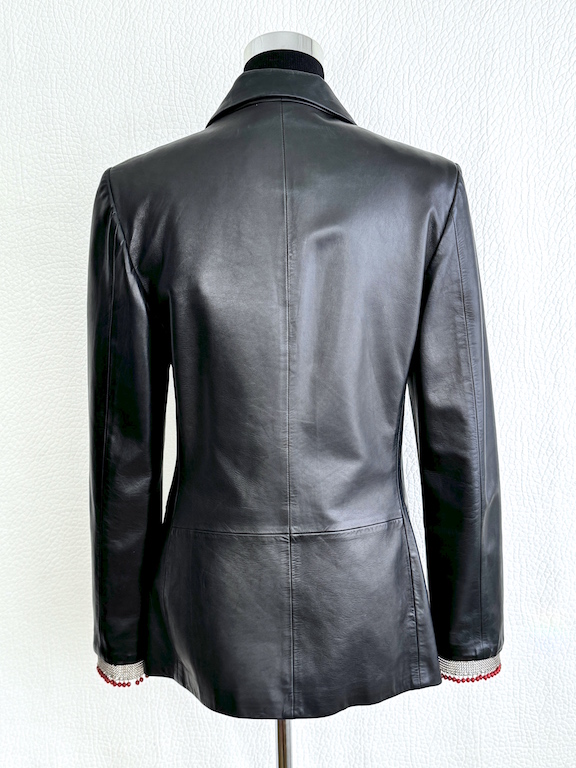 VTG Gianni Versace Black leather Blazer