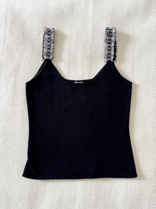 VTG Chanel black cashmere twin set "CC" logo