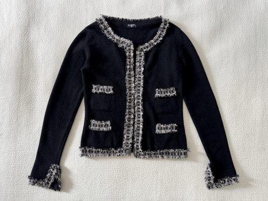 VTG Chanel black cashmere twin set "CC" logo