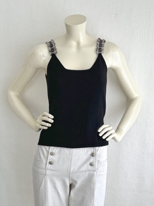 VTG Chanel black cashmere twin set "CC" logo