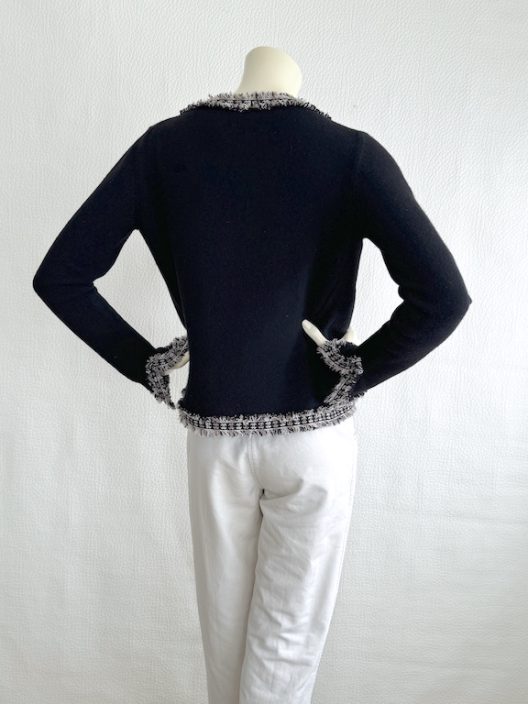 VTG Chanel black cashmere twin set "CC" logo