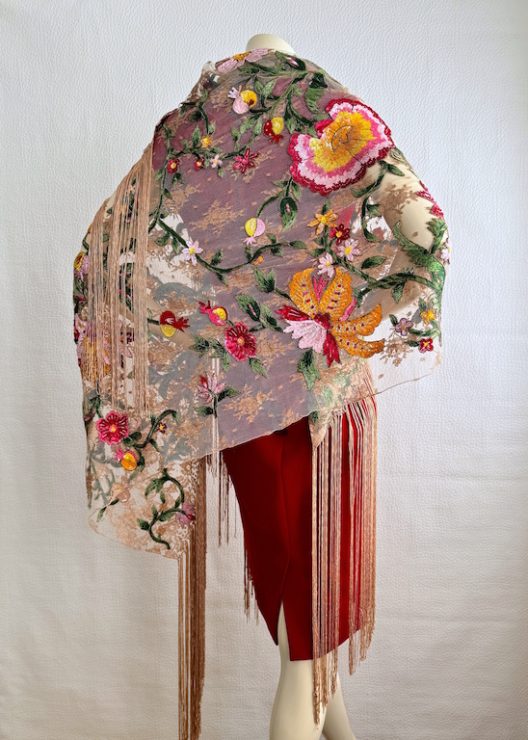 Valentino Garavani hand embroidered silk shawl