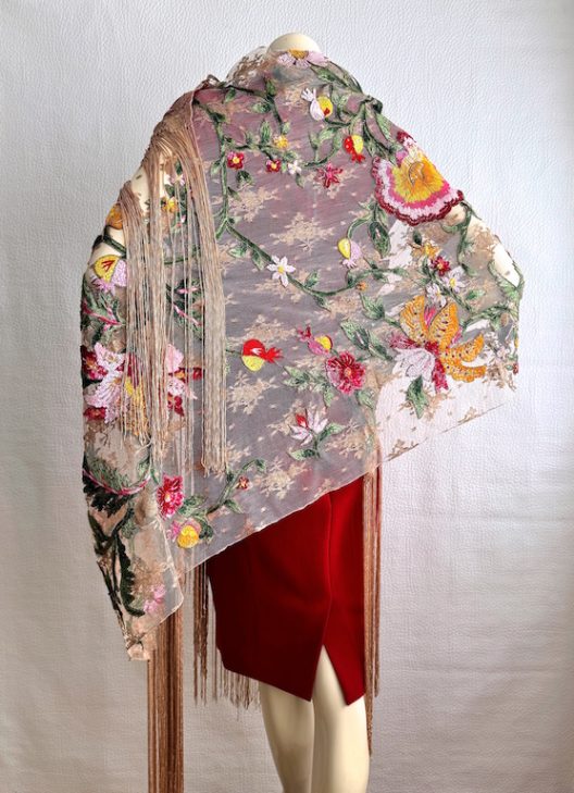 Valentino Garavani hand embroidered silk shawl