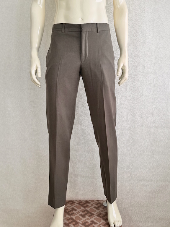 Hermès khaki slim pants-leather details