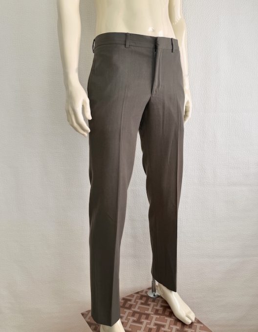 Hermès khaki slim pants-leather details