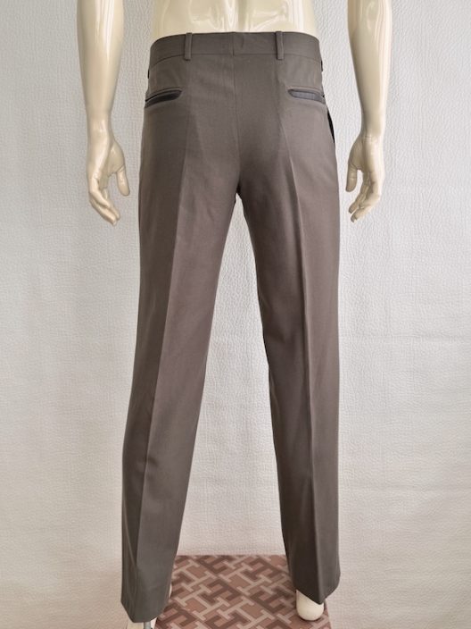 Hermès khaki slim pants-leather details