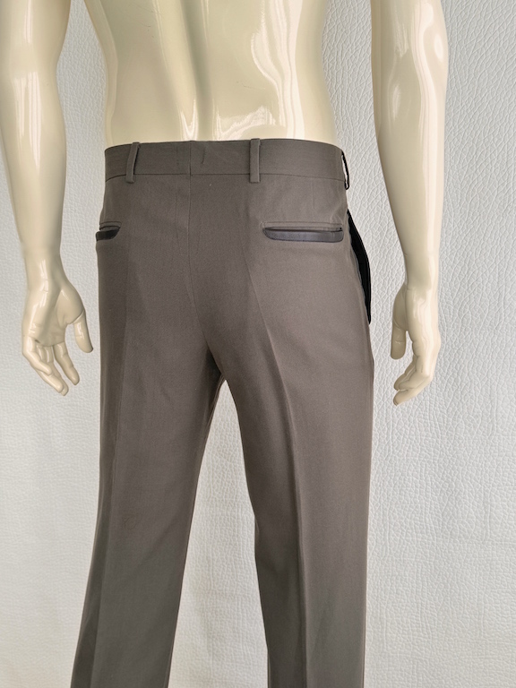 Hermès khaki slim pants-leather details