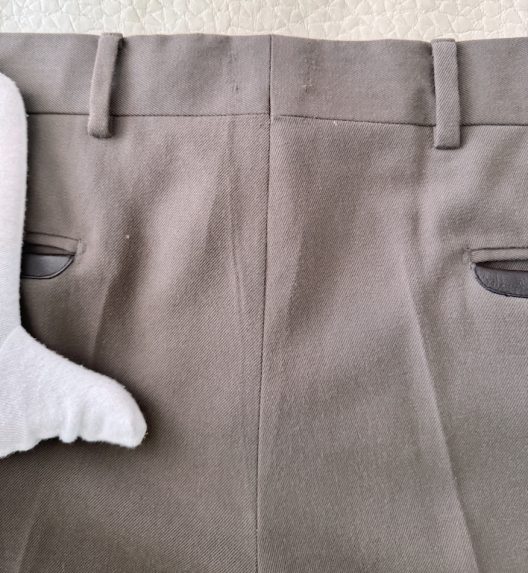 Hermès khaki slim pants-leather details