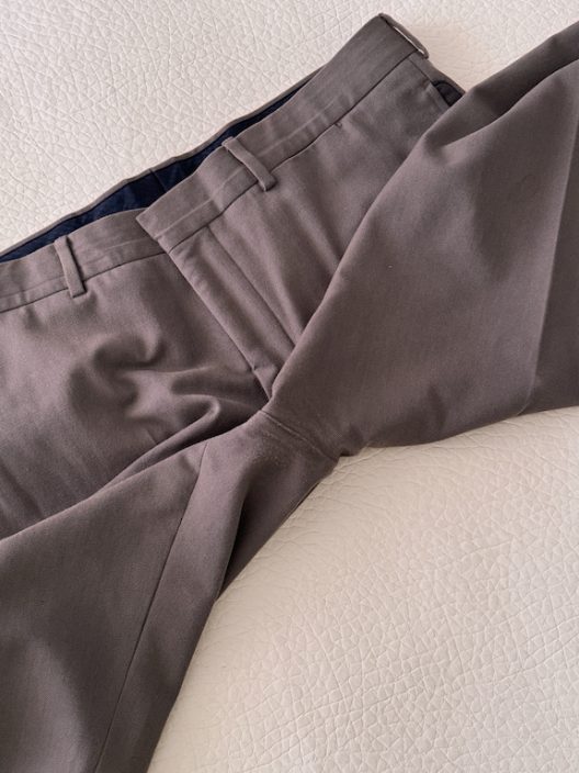 Hermès khaki slim pants-leather details