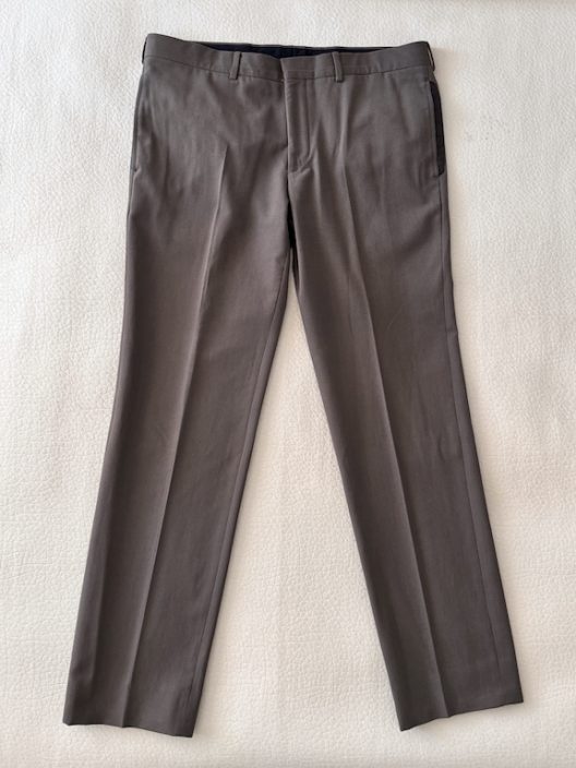 Hermès khaki slim pants-leather details