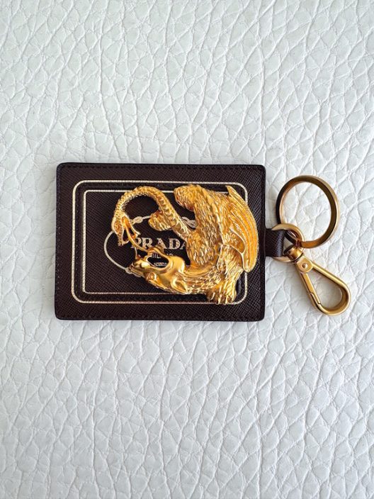 Prada Keychain-Pendant Saffiano Animal