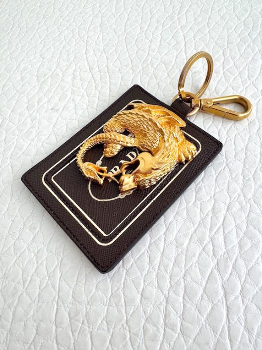 Prada Keychain-Pendant Saffiano Animal