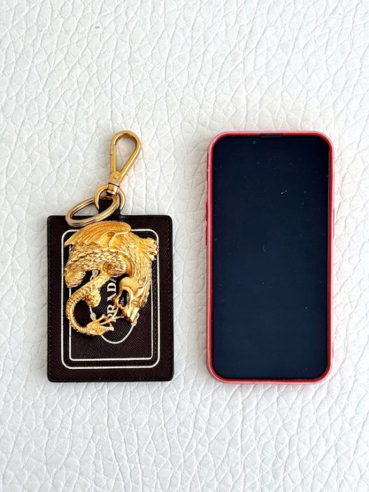 Prada Keychain-Pendant Saffiano Animal