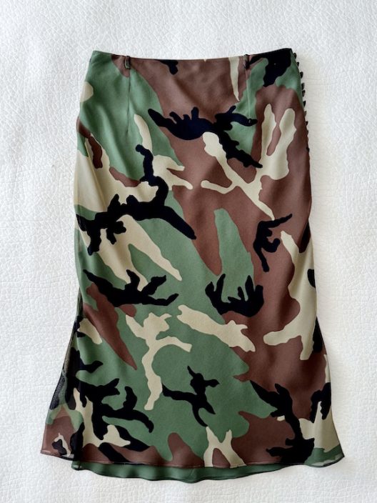 VTG Dior by Galliano Cambo Print Silk Skirt