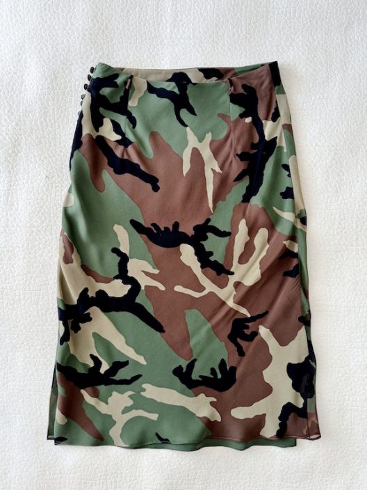 VTG Dior by Galliano Cambo Print Silk Skirt