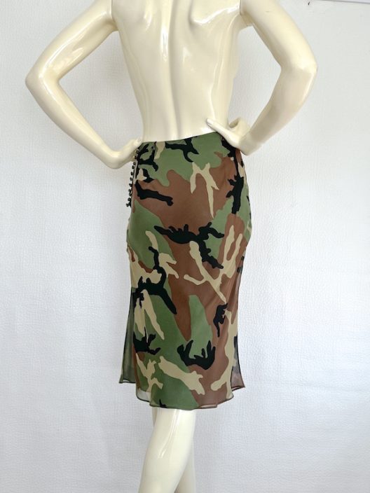 VTG Dior by Galliano Cambo Print Silk Skirt