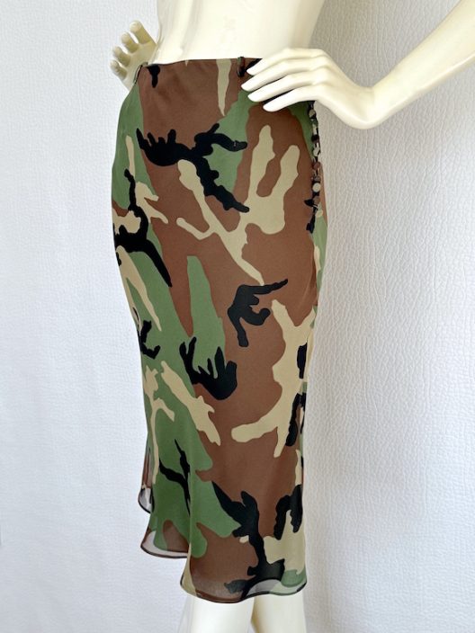 VTG Dior by Galliano Cambo Print Silk Skirt