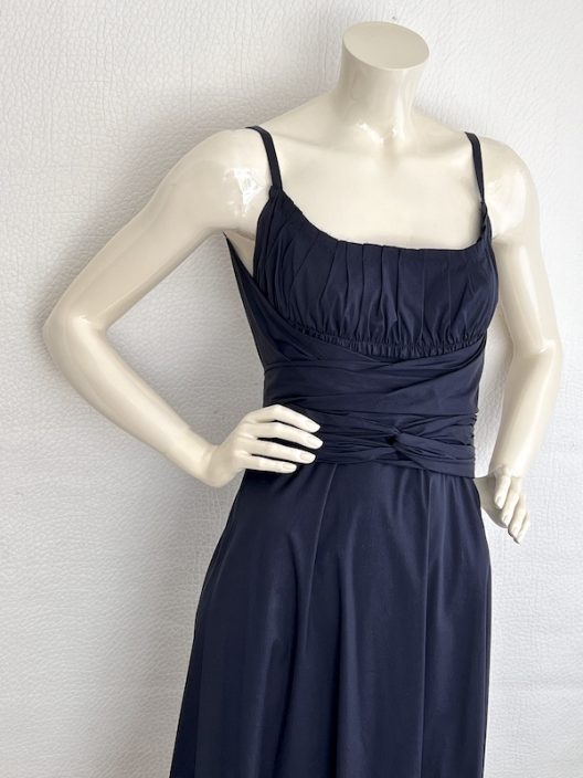 Prada Navy Pleated Strappy Dress