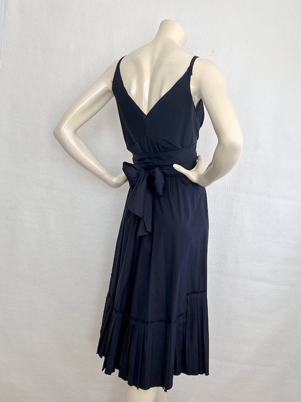 Prada Navy Pleated Strappy Dress