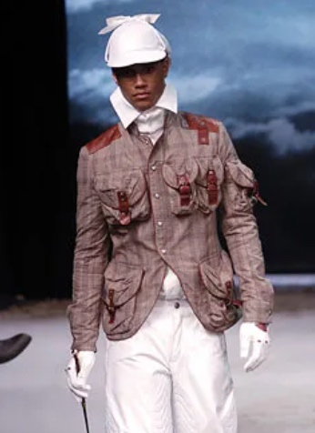 RARE John Galliano Prince of Wales Jacket - Leather details