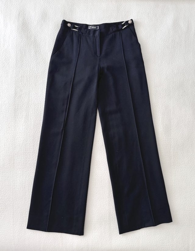 Versace Black Wool Pants, Medusa Buttons
